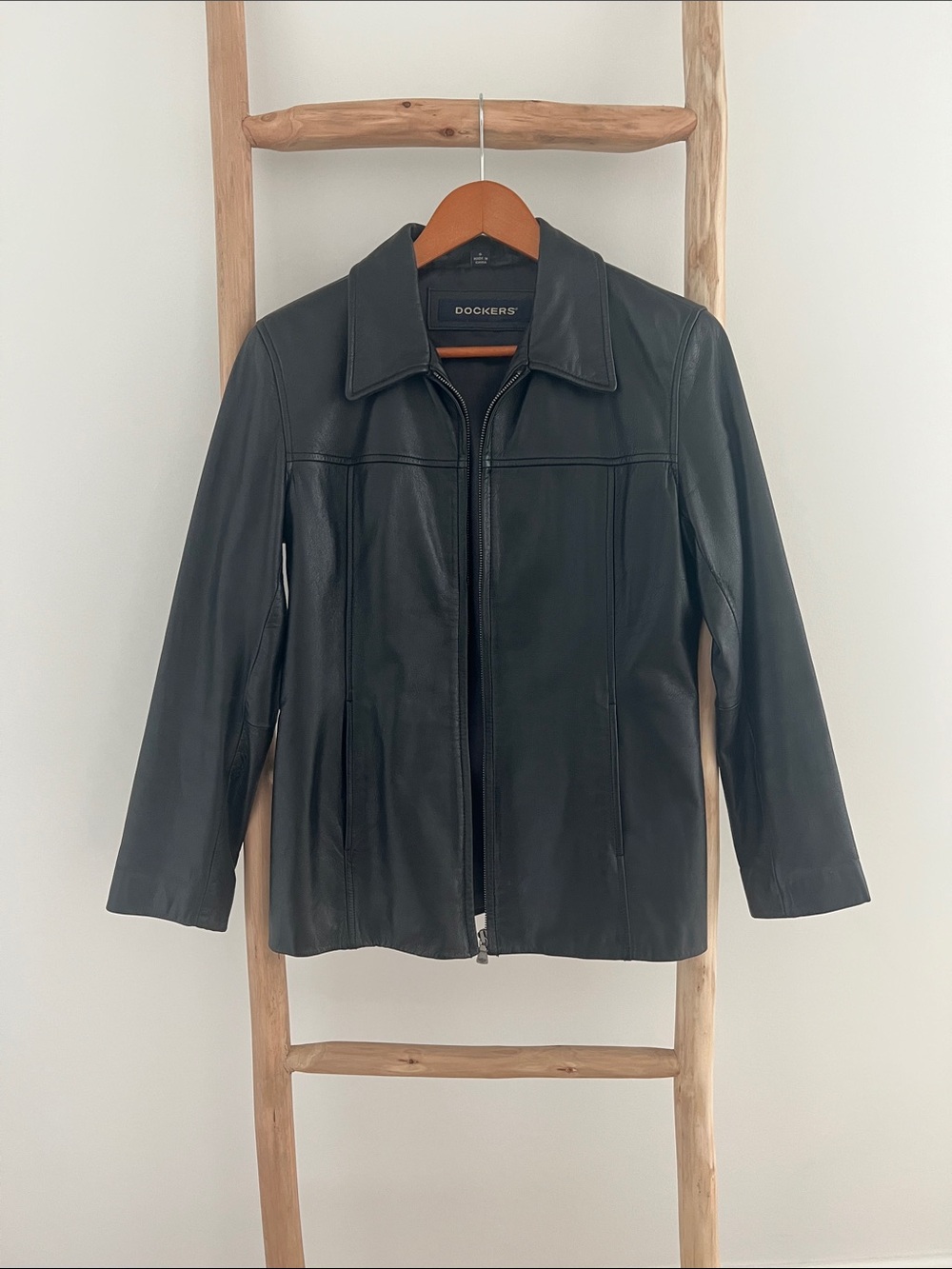 Dockers Men's Black Leather Zip Jacket